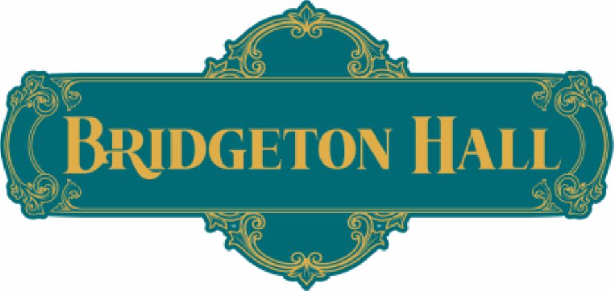 Elegant green and gold sign reading 'BRIDGETON H' with ornate decorative elements.